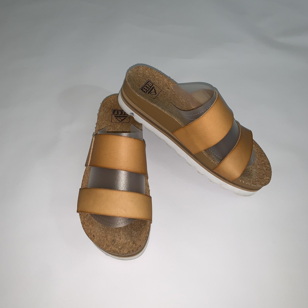 Reef Cushion Vista Hi Sandals Womens Size 7 Brown Synthetic Slide Wedge Comfort